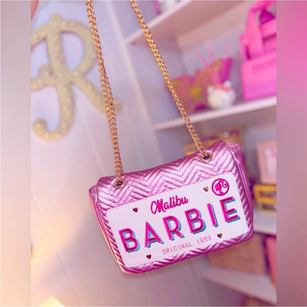 💕 BARBIE x SKINNYDIP Malibu license plate pink shoulder or crossbody bag NEW - Picture 4 of 5